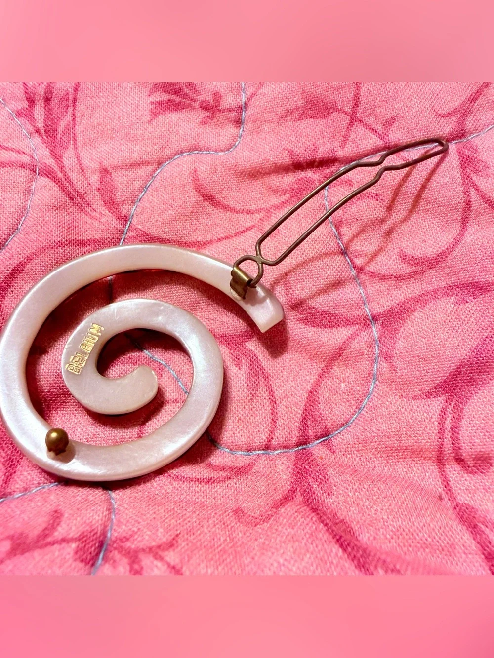 Vintage Purple Spiral Hair Clip Barrette, Made in Belgium, 1.75”